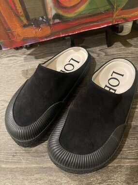 Loewe Women's Paulas Ibiza Terra Vulca Black Suede Slip On Shoes Size 36EU 5.5/6